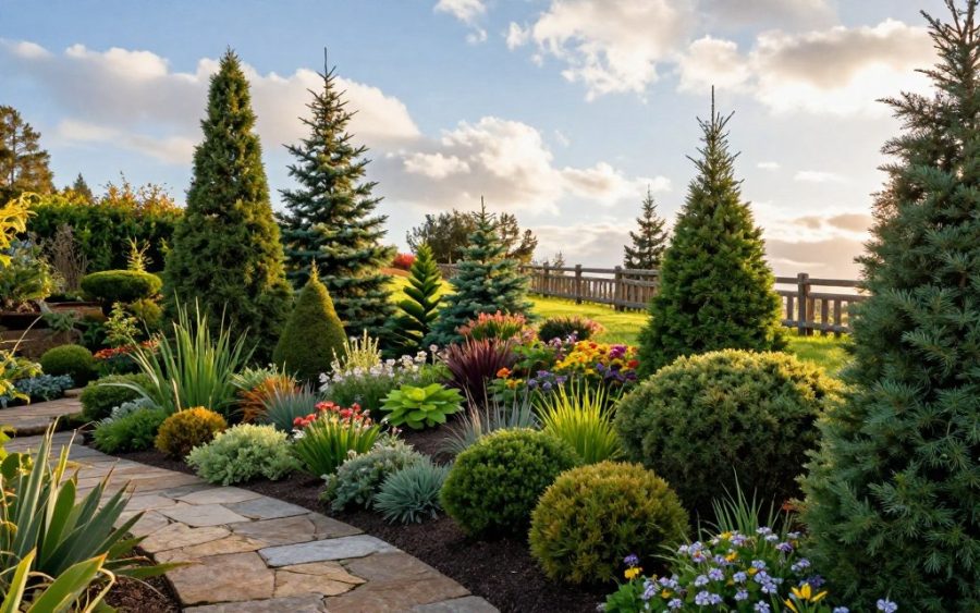 Ogród z iglakami: sztuka kompozycji dla pięknej przestrzeni